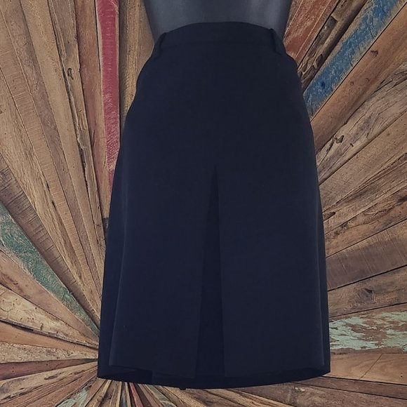 Dolce & Gabbana wool pockets front pleat black A-line skirt Sz 44 Italy - Picture 1 of 7